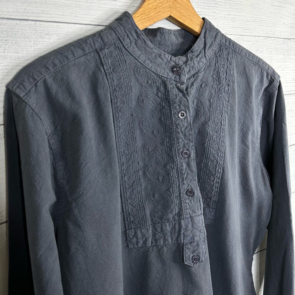 Scully Womens size Small Blue Embroidered Western Paisley Bib Popover Mollie Top - Picture 3 of 10